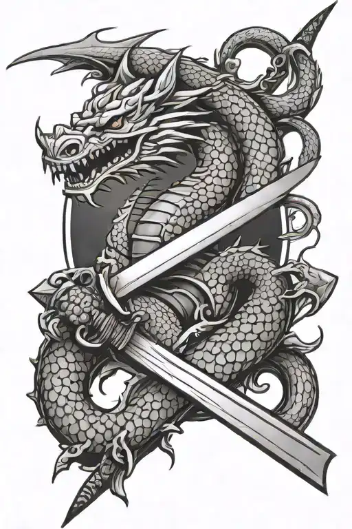 Katana With Long Blade And Dragon