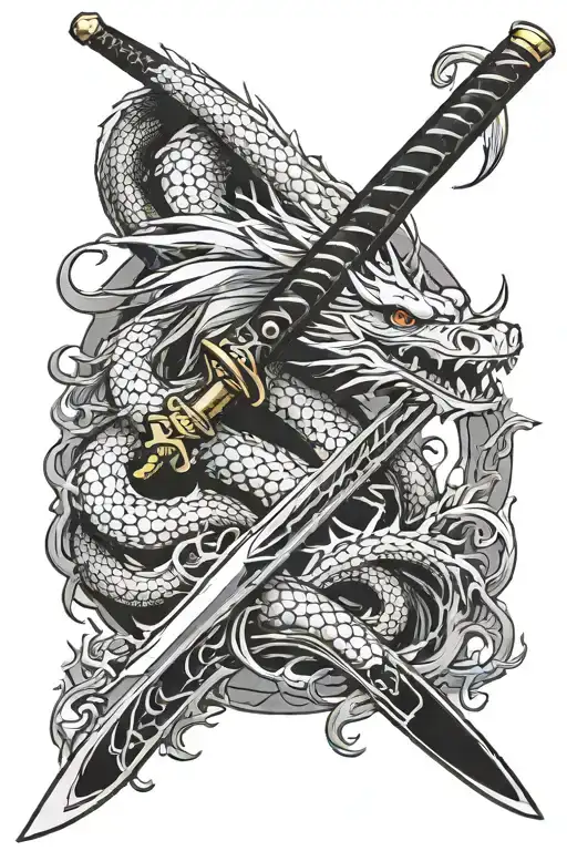 Katana With Long Blade And Dragon