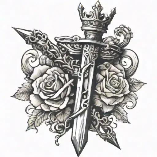 Single Sword With A Crown Hanging