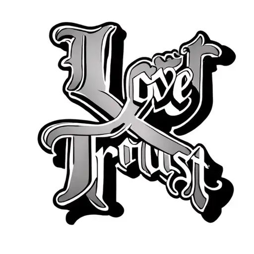 Love And Trust Inscription With Crossed Out Letters And The Word Lust Is Formed