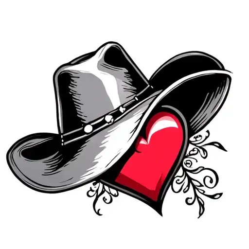 Girly Heart With Cowboy Hat Inside