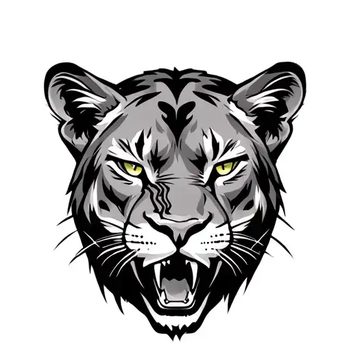 Mountain Lion Roaring With Scar On His Eye