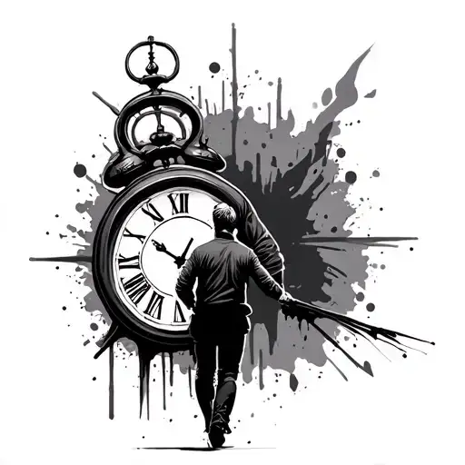 Clock And Man Walking