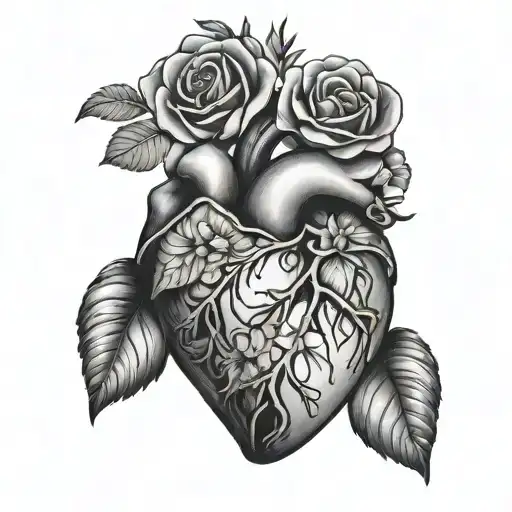 Human Heart With Flowers