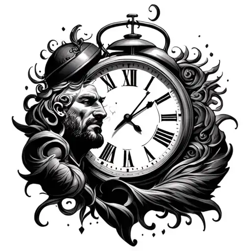 Man And Clock Surrounded