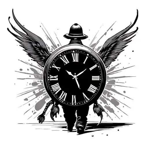 Clock And Man Walking Away