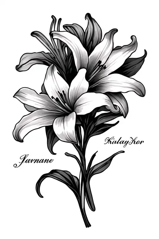 Lillies With Kids Names Under The Flowers