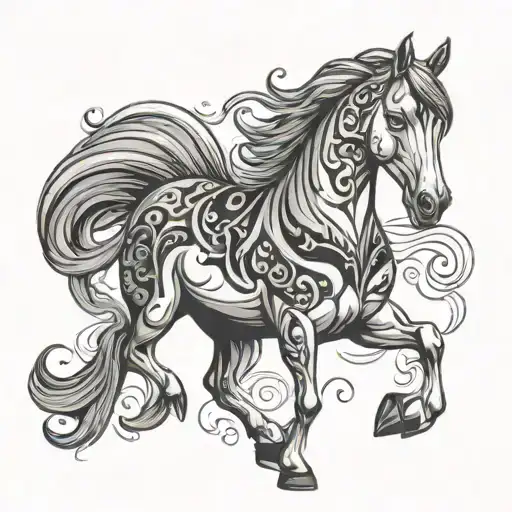 Arabian Horse In Nordic Mythological Style Design Featuring