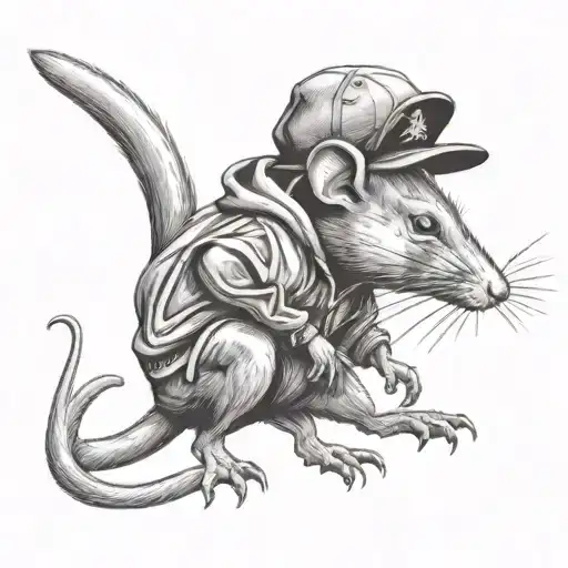 Standing Rat With A Hoodie And Yankee's Hat