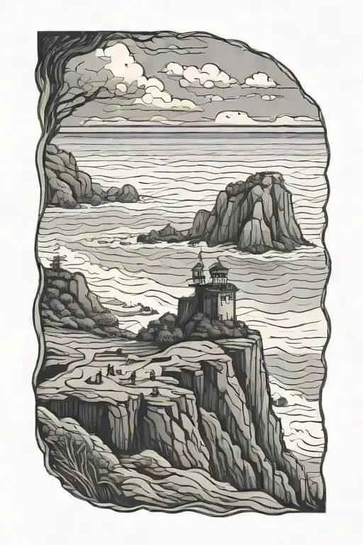 Left Cliff Overlooking The Ocean