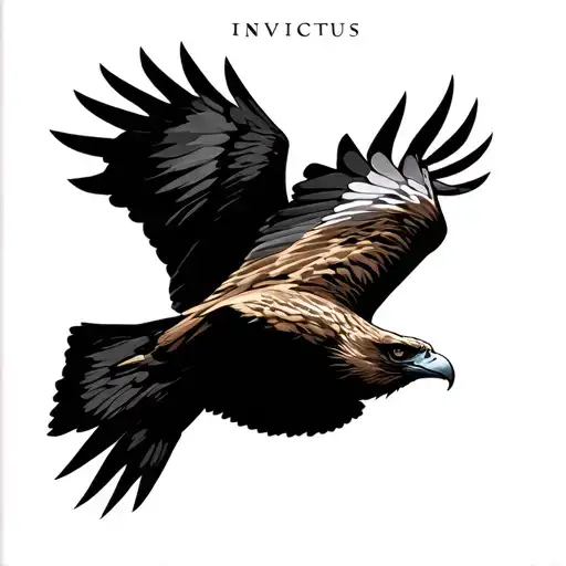Hawk Flying With Invictus Text