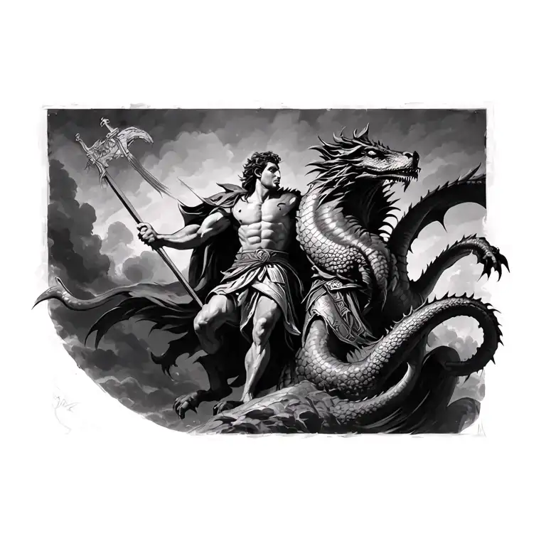 Saint George Killing The Dragon Realism Tattoo Design