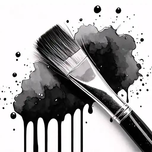 Paint Brush With Watercolor Paint Dripping Off The Bristles