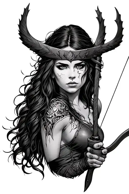 Huntress Holding Bow