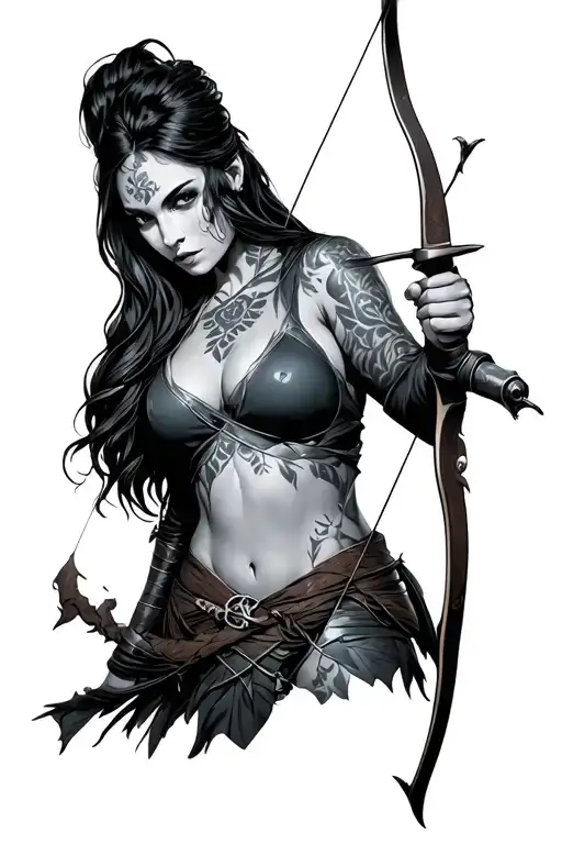 Huntress Holding Bow Full Sleeve