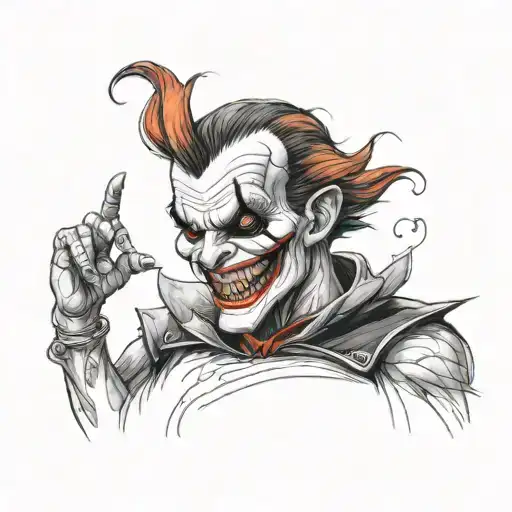 Creepy Sketch With The Hahahahaha Dem Jocker In Red And Some Kind Of Drawing On Top