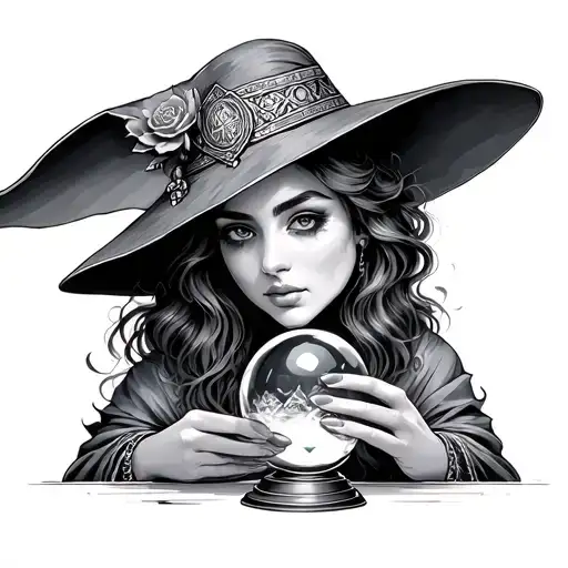 Fortune Teller Looking Into A Crystal Ball