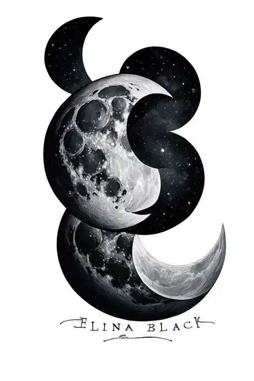 All The Phases Of The Moon In A Line With The Name Elianna