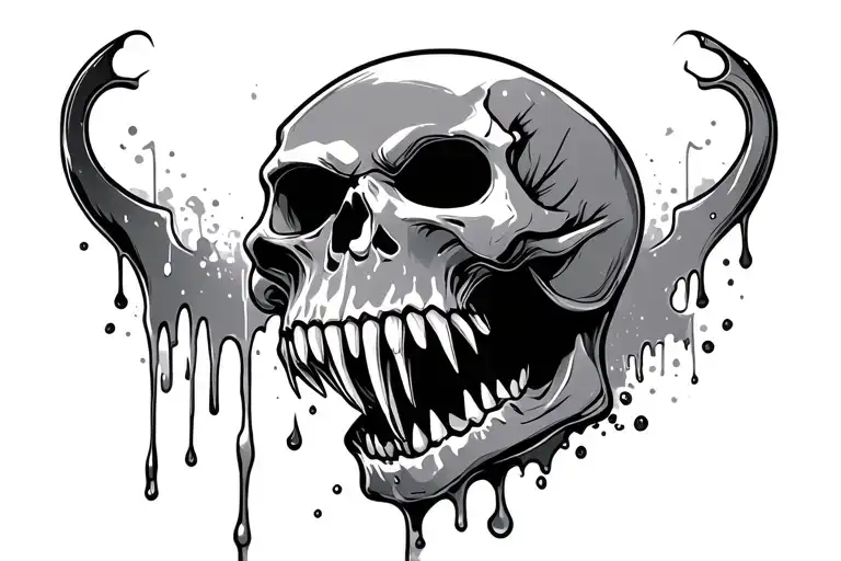 Evil Skull With Fangs With A Liquid Spilling Out Of Its Mouth Sourunded By Graffiti About New York