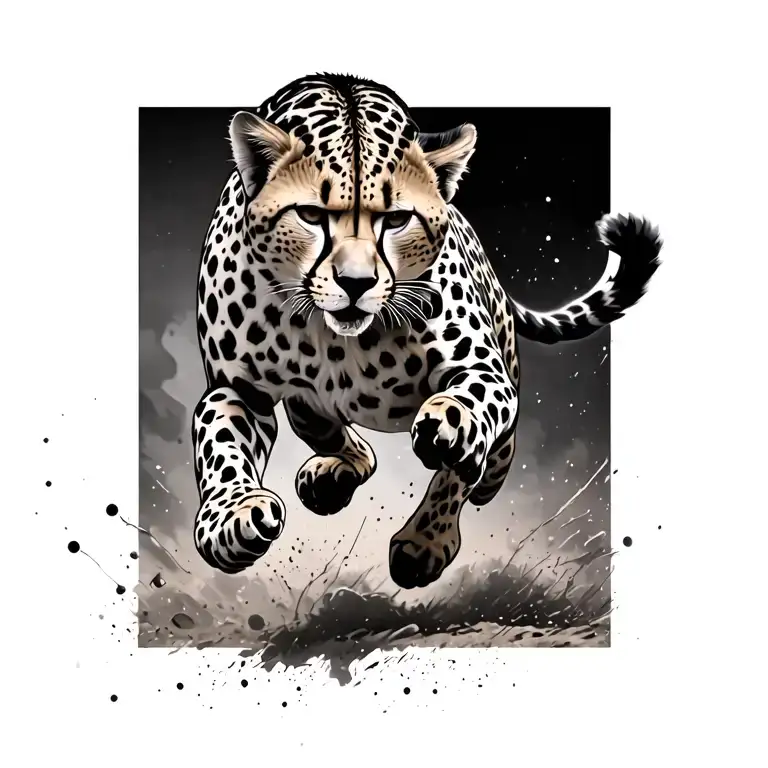 Running Cheetah Leaping