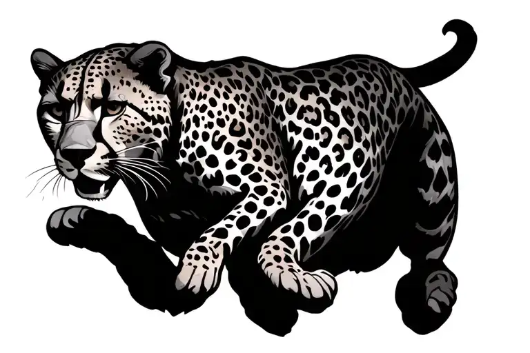 Minimalistic Leaping Cheetah Silhouette
