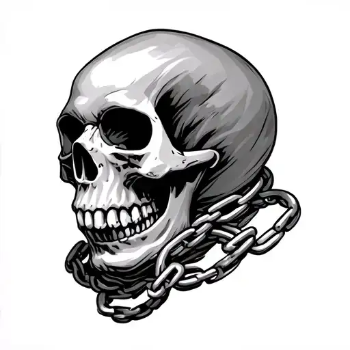 Skull With Shackles Around Neck