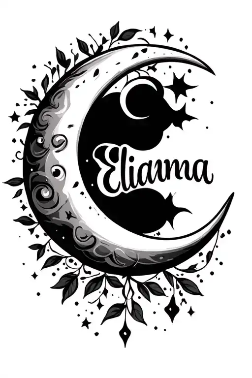 Create A Crescent Moon With The Name Elianna In The Moon