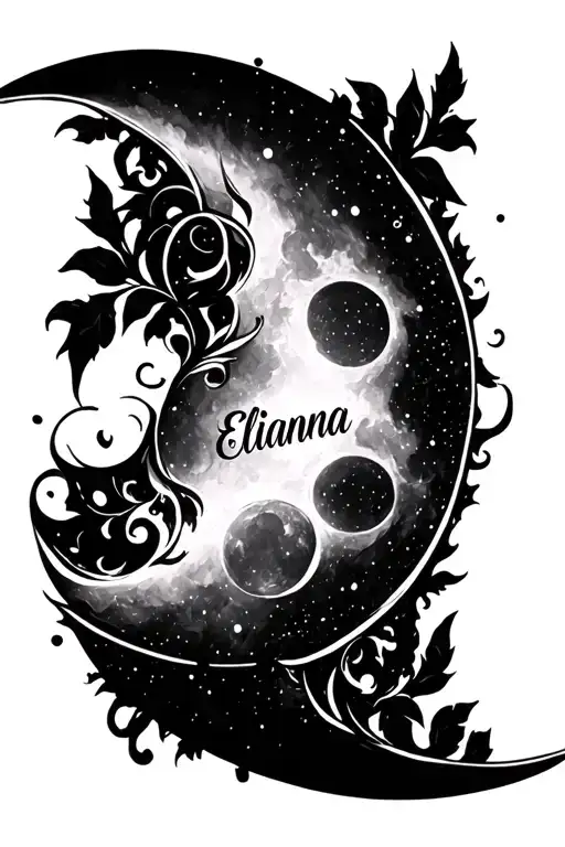 Create A Crescent Moon With The Name Elianna Inside Of The Moon