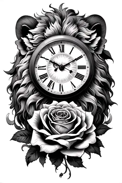 Lion Roses Clock All Seeing Eye