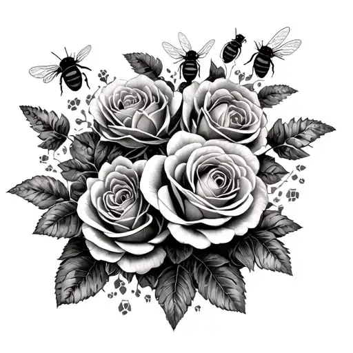 Bees Roses Honeycomb Lace