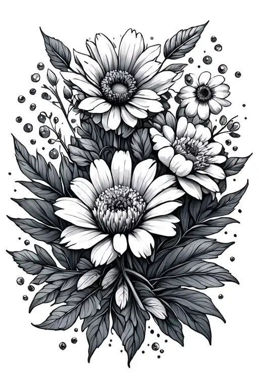 December And June Birth Month Flowers Growing Fine Line