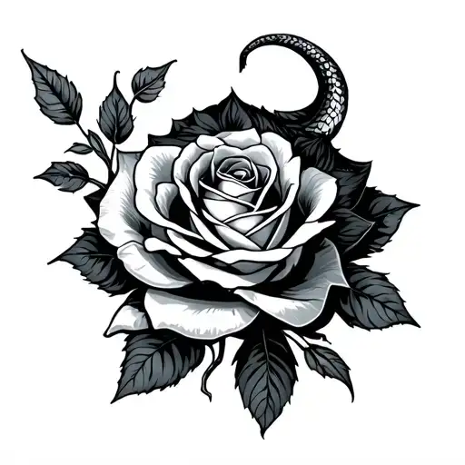 Winds With The Oroburos Snake That Bites Its Tail Around The Rose