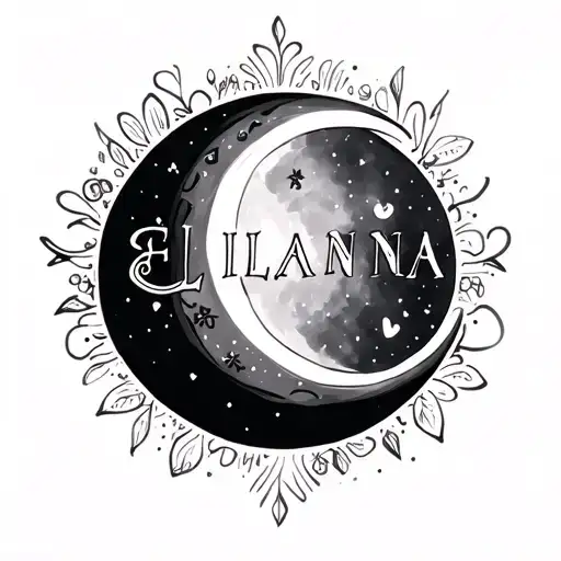 Crescent Moon Outline Made With Just The Name Elianna