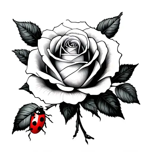 A Rose And Lady Bug Minimalistic For Men