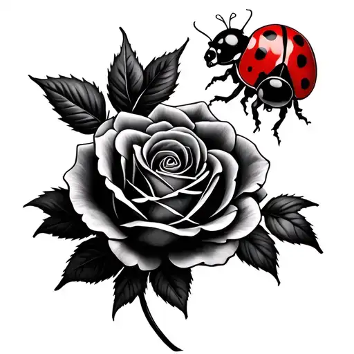 A Rose And Lady Bug Minimalistic For Men