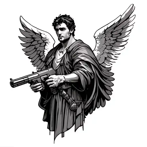 Male Guardian Angel Holding A Gun