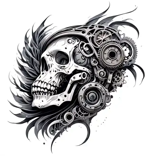 Biomech Steampunk Inspired Tattoo Design