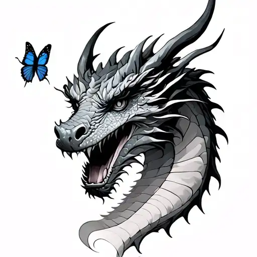 Dragon With Butterfly On Its Nose