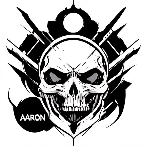 Cyber Sigilism Tattoo With The Name Aaron In It