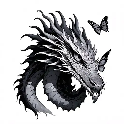 Dragon With Butterfly On Its Nose