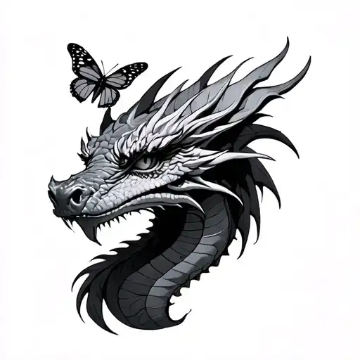 Dragon With Butterfly On Its Nose