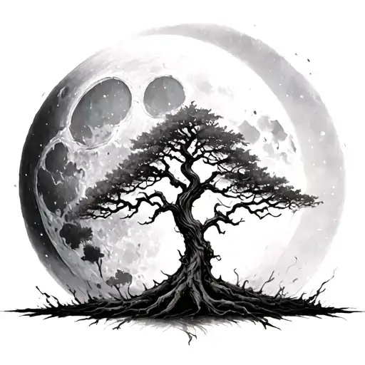 Small Poison Tree With A Cresent Moon In The Back Ground