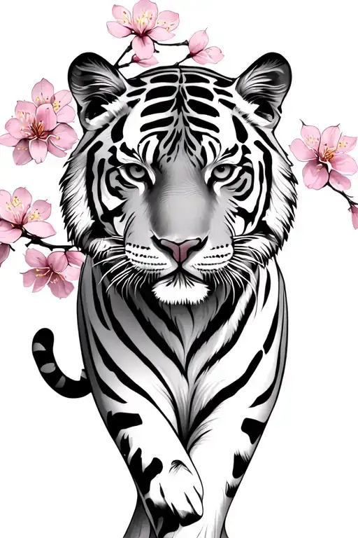 Tiger And Cherry Blossoms