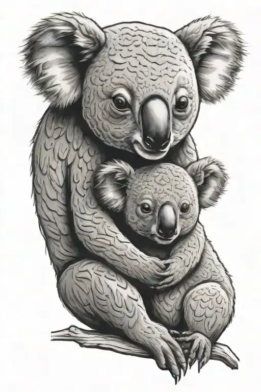 Mother Koala And Her Baby