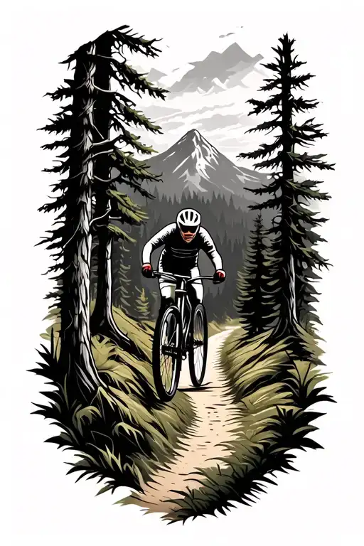 Outdoor Mountain Bike Trail Winding Through A Forest