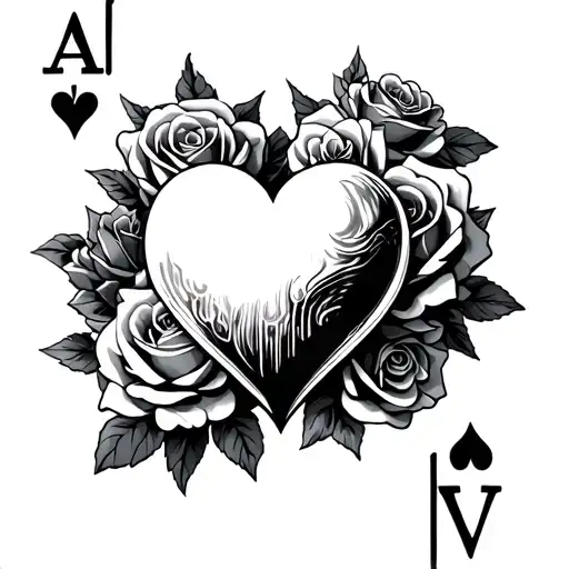 Ace Of Hearts Surrounded By Roses
