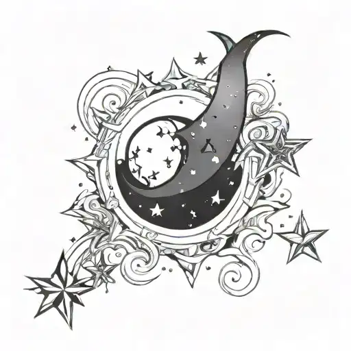 Stars And Moon Merging Together