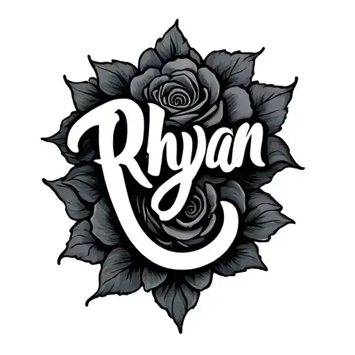 The Name Rhyan In A Cursive Font Just The Name