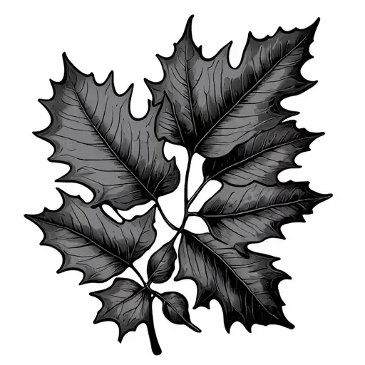 Oak Leaves And Hazel Tree Leaves