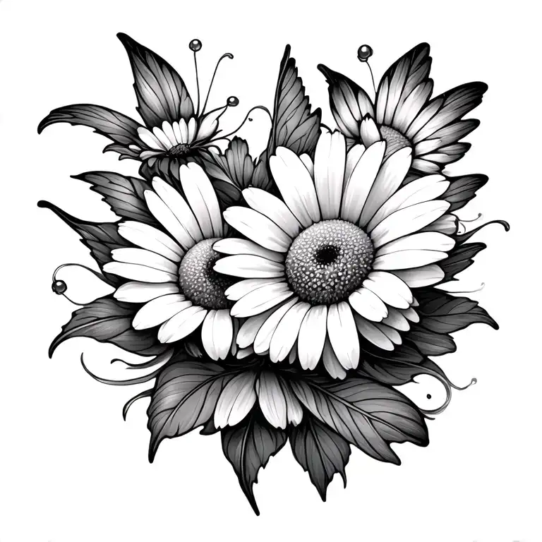 Daisy And Butter Fly